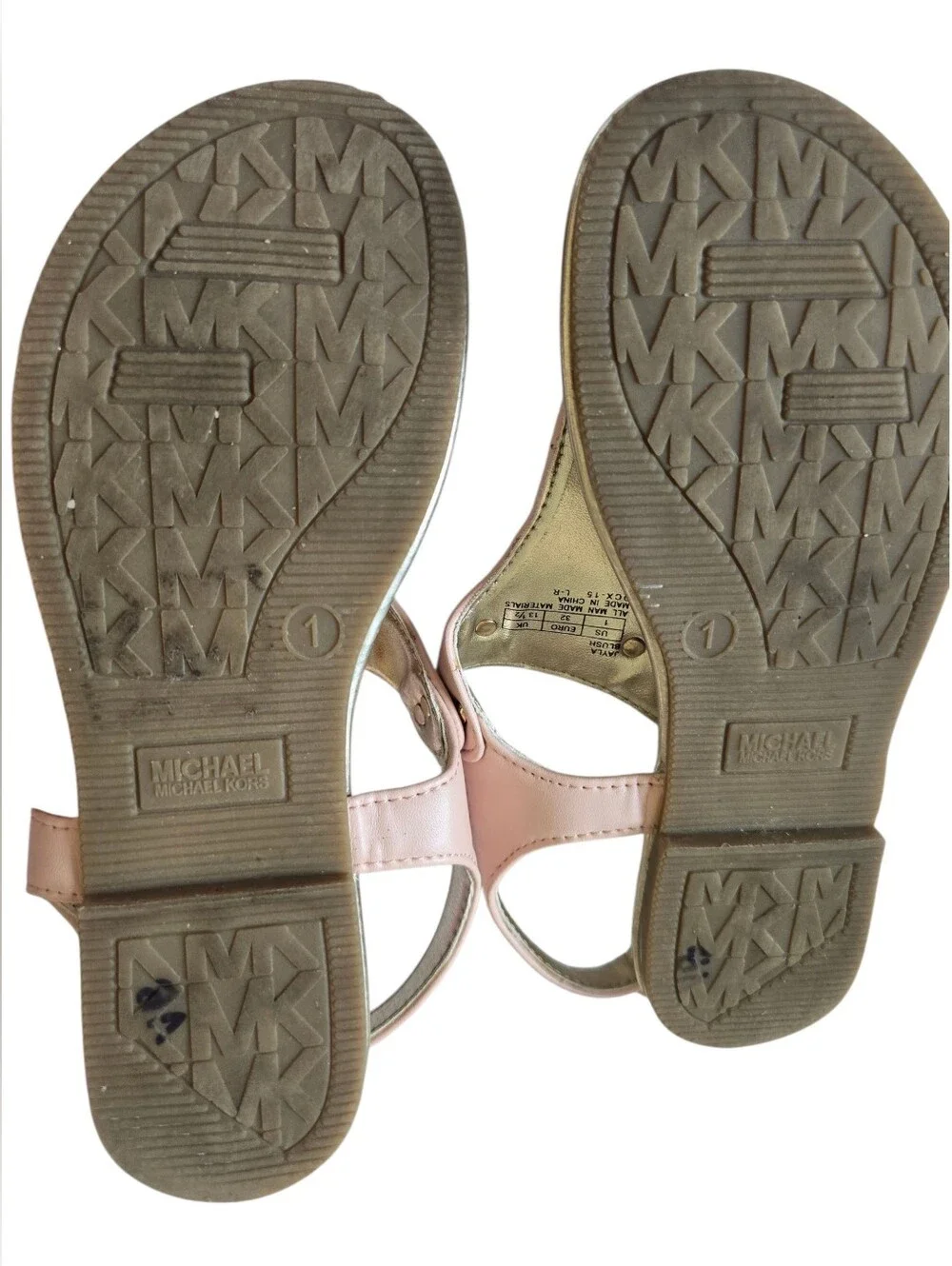 Michael Kors Girls' Pink Sandals with Gold Trim